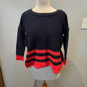 American Eagle Outfitters Navy & Orange Striped Sweater | Size XS | Navy and Ora